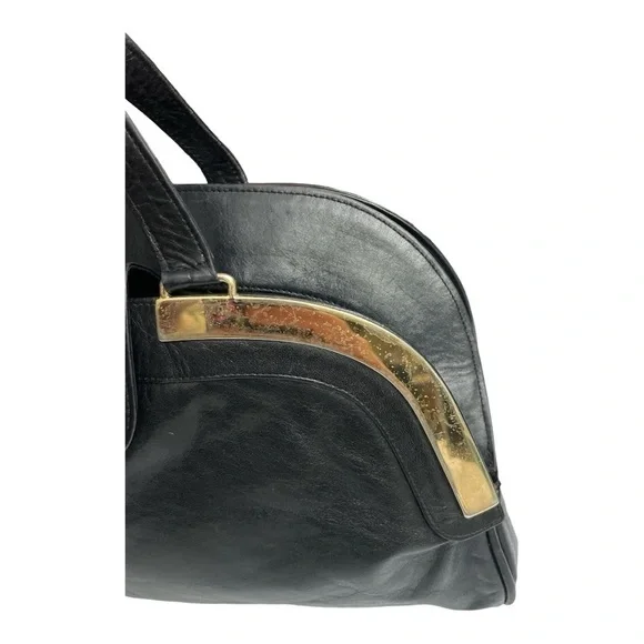 Vintage Pansy leather handbag with gold accents front pocket and zipper - Picture 3 of 11